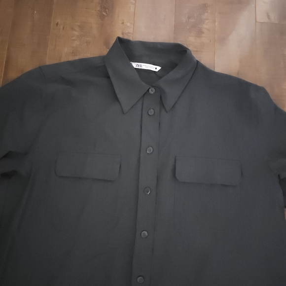 Womens Zara XXL Black Button Down Shirt - Picture 12 of 15